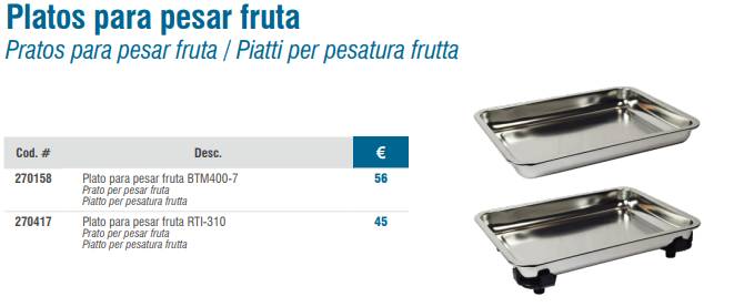 Pratos para pesar fruta